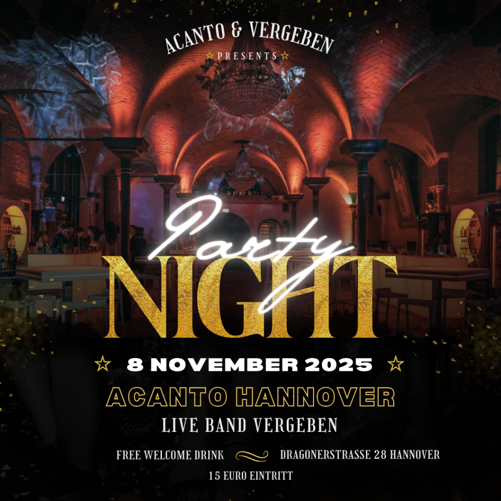 Flyer für die öffentliche Party im Acanto Hannover am 8.11.2025